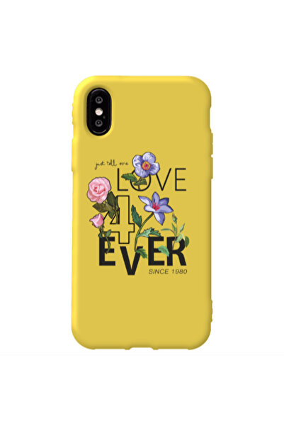 Other Apple iPhone Xs Max Love for ever Yellow Colored Silicone TPU Θήκη