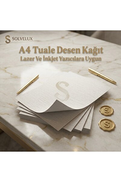 SOLVELUX Tuale Desen Kağıt Kalın Kartuşlu Mürekkepli Tüm Yazıcılara Uygun 250...