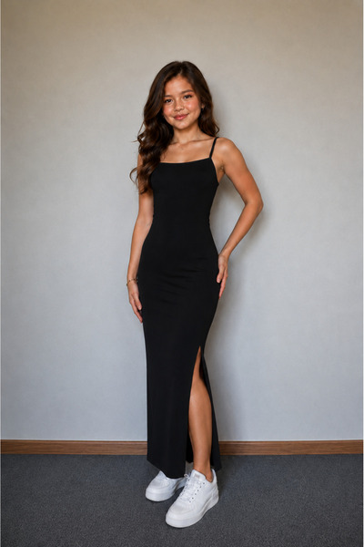 haha Girl's Strappy Slit Long Dress