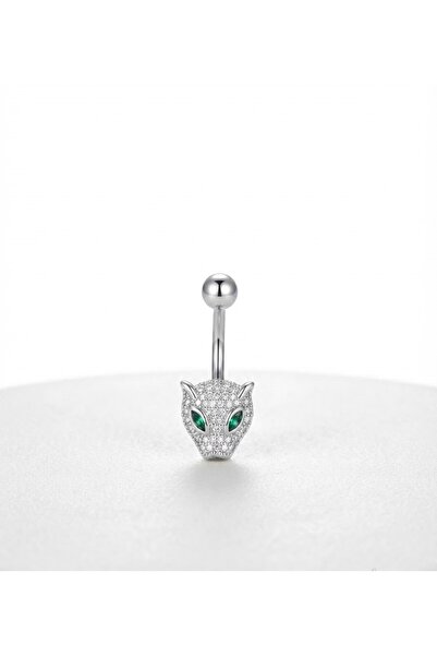 inky Emerald Panther Göbek Piercingi Premium Zirkon Taşlı Cerrahi Çelik