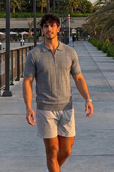 Maccali Tricou pentru bărbați, cu model, casual, din tricotaj, cu guler polo,...