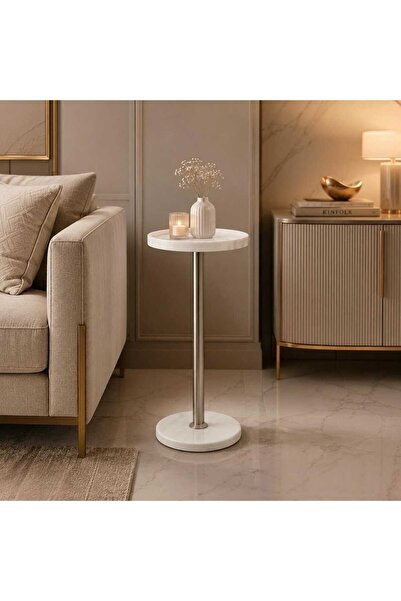 Generic Marble Top and Marble Base Service Table Modern Design and Unique Shape