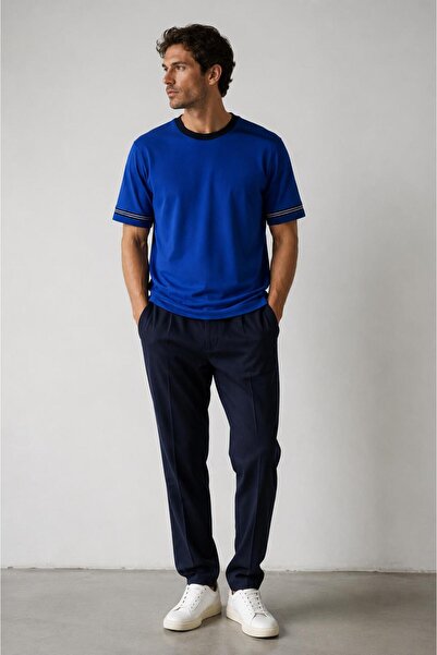 ALEXANDERGARDI Contrast Collar Basic T-Shirt with Stripe Detail