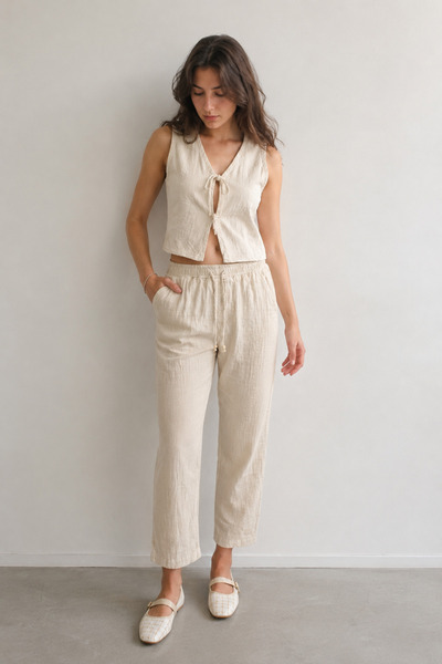 B&T MODA Narrow Leg Jagger Muslin Trousers