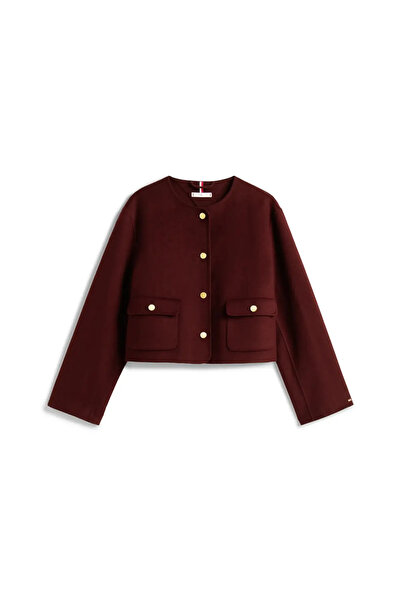 Tommy Hilfiger DF WOOL BLEND REG LA, XIH Bordo Kadın Ceket