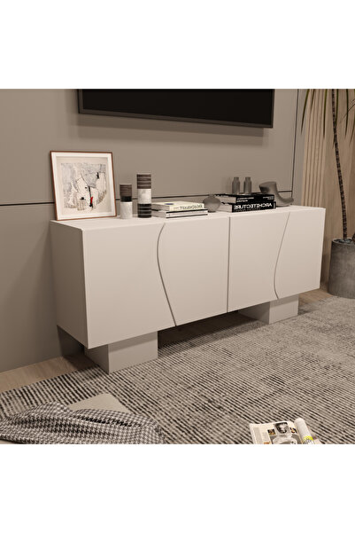 klubeconcept Klube Concept Modern Beyaz Konsol 180x45x75 cm | %100 MDF Özel T...