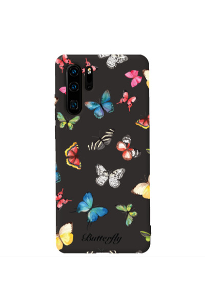 Other Huawei P30 Pro Mixed Butterflys Black Colored Silicone TPU Θήκη
