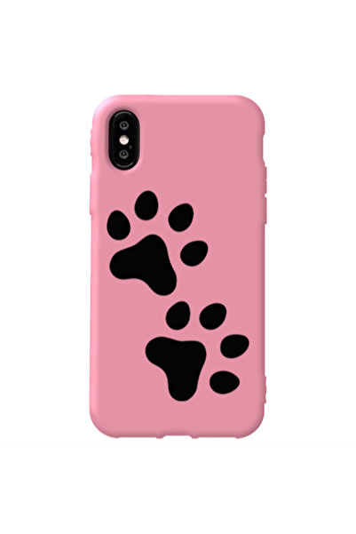 Other Apple iPhone Xs Paws Pink Colored Silicone TPU Θήκη