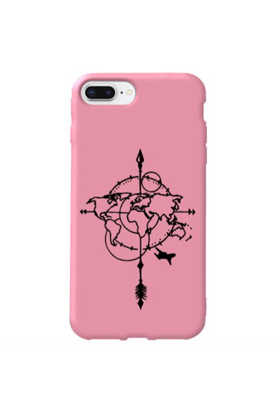 Other Apple iPhone 7 Plus Old Map Pink Colored Silicone TPU Θήκη
