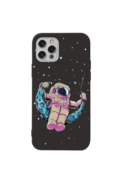 Other Apple iPhone 12 Pro Astronaut swinging on the moon Black Colored Silico...