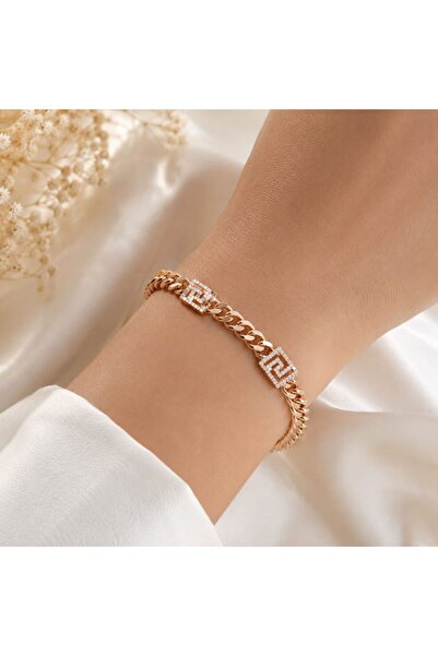 CM Jewelry Xp Jewelry Stone Square Maze Bracelet Rose Gold Premium