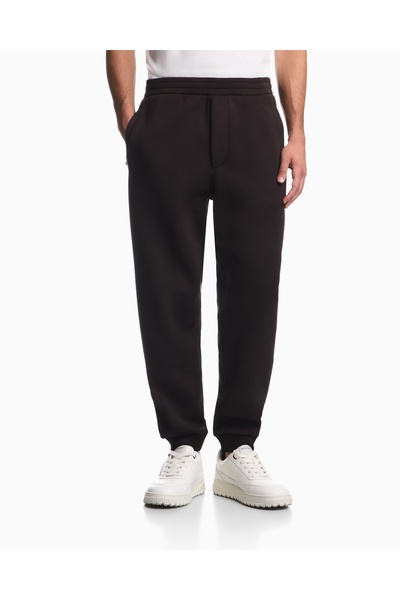 Emporio Armani Men's Woven Fabric Regular Waist Straight Model Brown Sweatpants