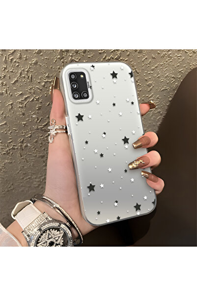 SLIMFELT Samsung Galaxy A31 Uyumlu Sade Yıldız Baskılı Kılıf, İnce Yumuşak Si...