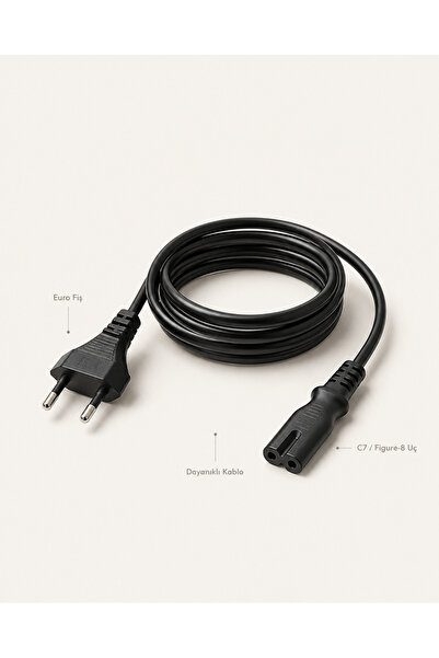 MVLH 3 Metre C7 Güç Kablosu- Radyo - Tv - Işıldak - Ps2 - Ps3 -Ps4 - Xbox One...