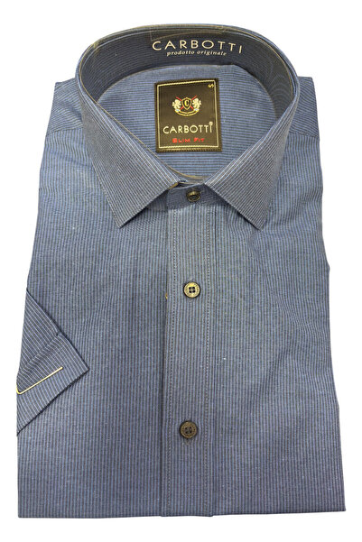 OEM Camasa cu maneca lunga barbati, bleumarin cu dungi, slim fit, bumbac-poli...