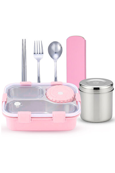 STAR BABiES - Stainless steel lunch box with mini food jar and cutlery set co...