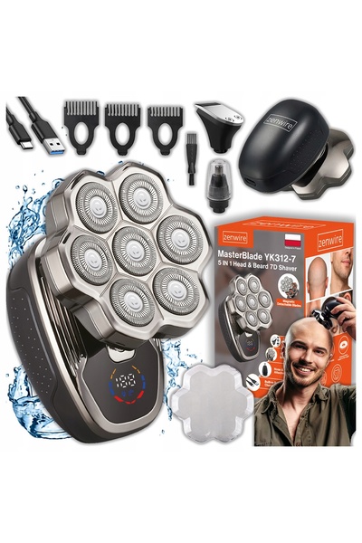 zenwire Aparat de ras electric 5 in 1 Zenwire® pentru barbati, 7 lame din tit...