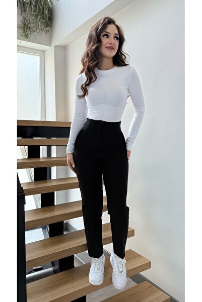 ayşenur Dinçer butik Pensli Kalem Pantolon Siyah