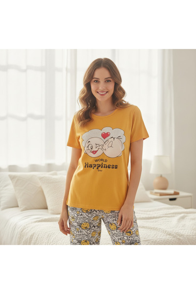 BONBON Women's Clothing Short Sleeve Printed Pajama Set Bb2664