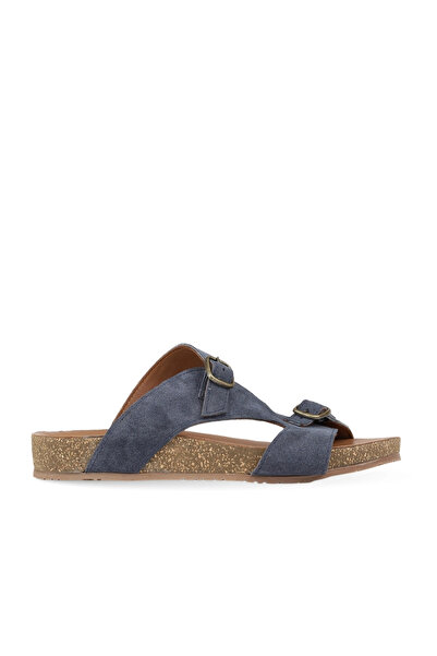 BUENO Blue Suede Women's Flat Slippers