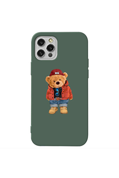 Other Apple iPhone 12 Pro Bear in a hat Dark Green Colored Silicone TPU Θήκη
