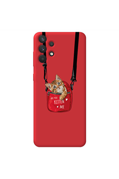 Other Samsung A32 4G Are you kitten Red Colored Silicone TPU Θήκη