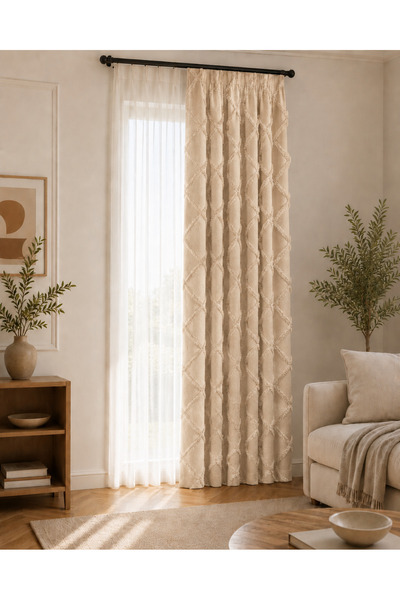 Econice Chenille Fabric Beige Color, Background Curtain, Single Panel 1.20 X ...