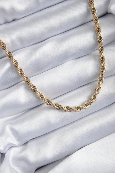 ARMÜZ 316L Steel Gold Color 60 cm Twist Model Women's Necklace