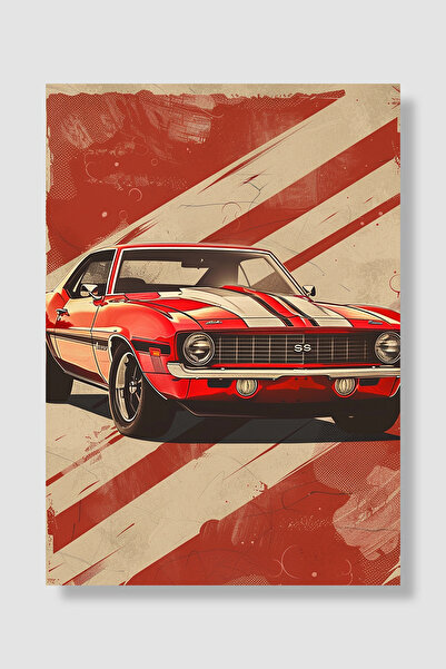 Luna Marissa Poster auto Roșu American Muscle Car Retro cu dungi Decor de per...