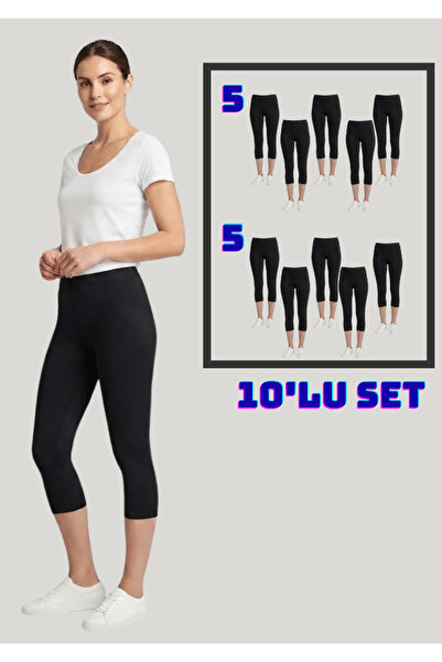 NACAR STORE Set de 10 colanți capri din bumbac pieptănat, elastan și lycra, p...