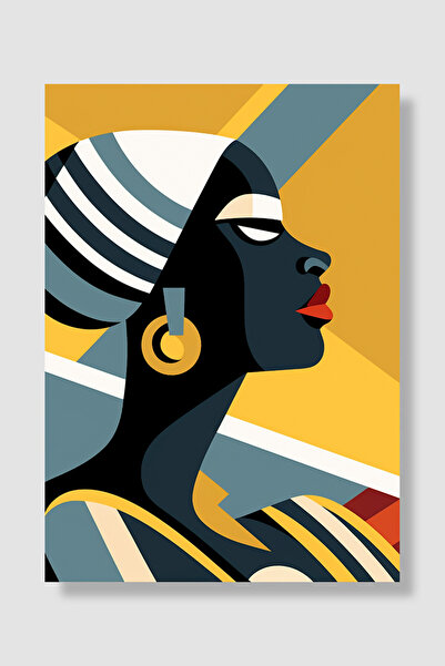Luna Marissa Poster afričke žene Art Deco Geometrijski bočni profil Zidni dek...
