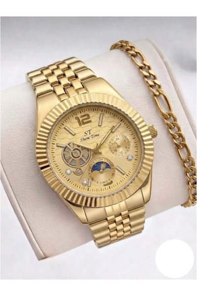 Feronnucci Men's Watch with Bracelet Gift Gold Cord with Calendar Analog Luxu...