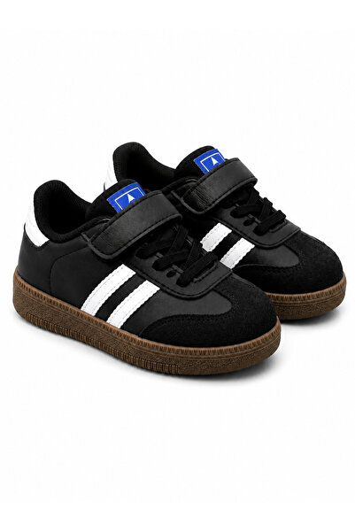 WOWMOMKIDS Unisex Baby Black Comfortable Velcro Lace-Up Sneakers