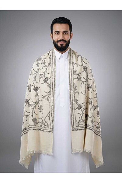 Qutub Luxurious embroidered cashmere wool shawl