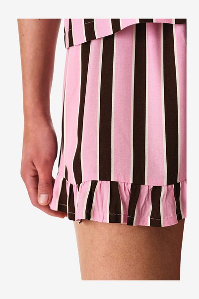 Penti Women Lily Striped Short Sleeve Shirt Shorts Brown Set