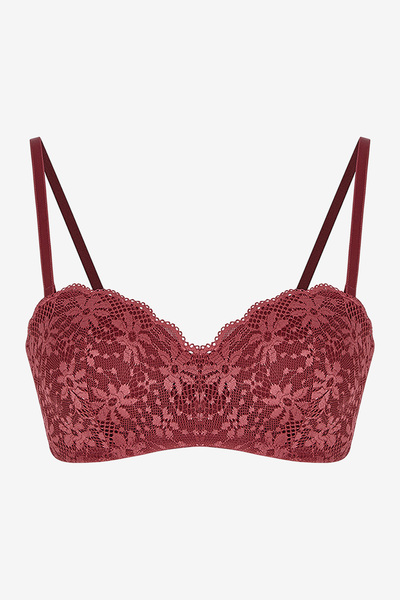 Penti Women Lotus Lace Bordeaux Strapless Wired Bra