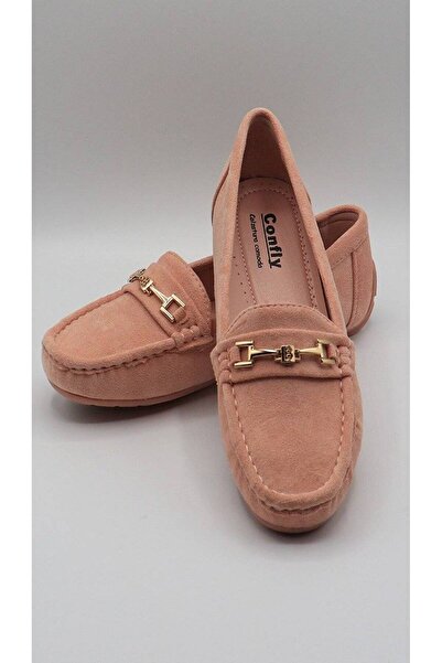 FashionApp Mocasini de damă, casual, din piele întoarsă ecologică, roz