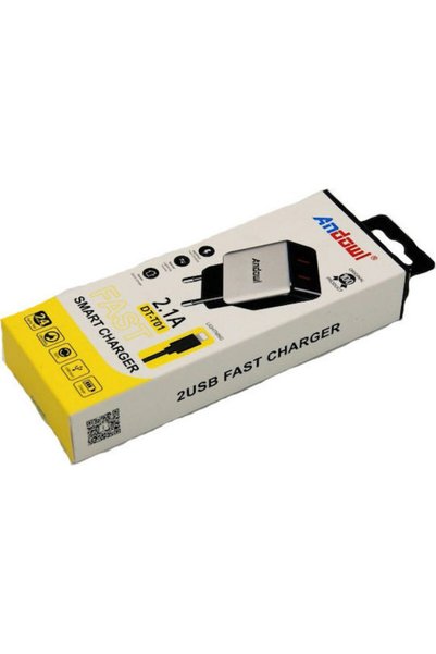 Andowl Φορτιστής με 2 θύρες USB-A και καλώδιο Lightning Λευκό (DT-T01)