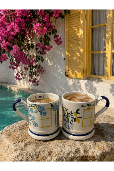 Mugtasarım Handmade and Hand-Painted Alaçatı Cup. the Cup Is 1 Piece. (Differ...