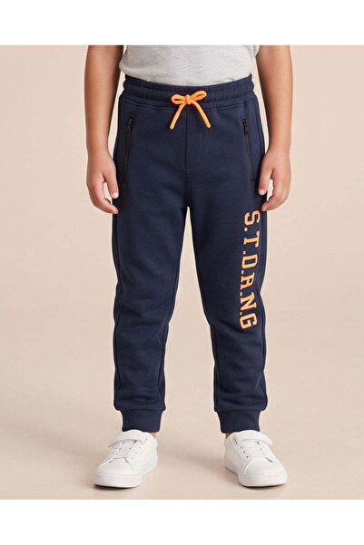 REDTAG Boys Black Printed Active Track Pants