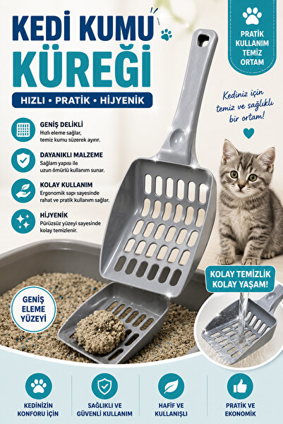 Petshop Kedi Kumu Küreği Geniş Delikli Dayanıklı Plastik Kedi Kum Eleği Hijye...