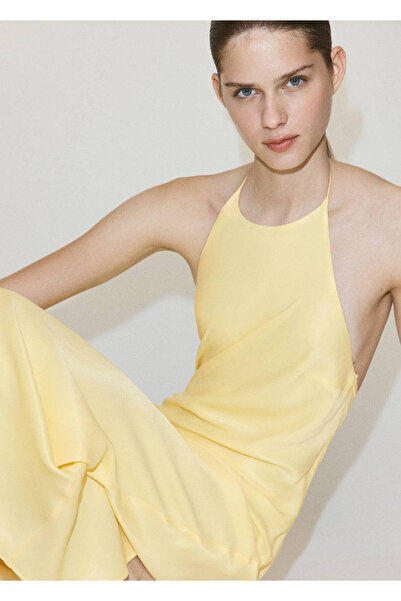 MANGO Woman Sırtı açık halter elbise