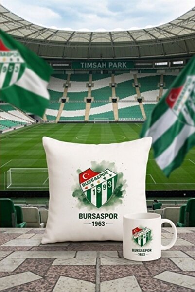 KADOREX DESIGN Bursaspor Taraftar Kupa Bardak ve Dolgulu Kırlent Seti - Dekor...