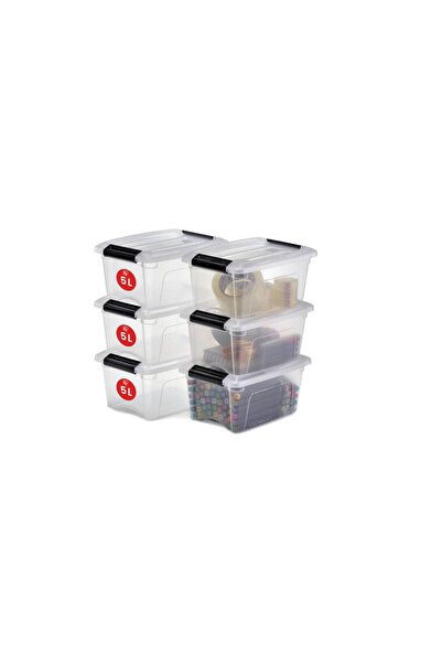 ASTERA Klik Lock Transparent Plastic Storage Box, Set of 6, 5 Liters