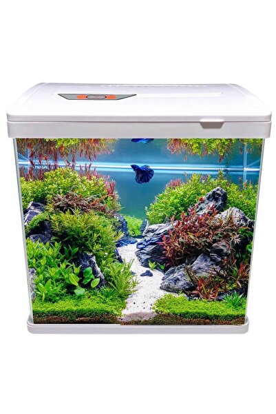 Classica Acvariu pesti mic alb 19 cm cu lumina si filtru
