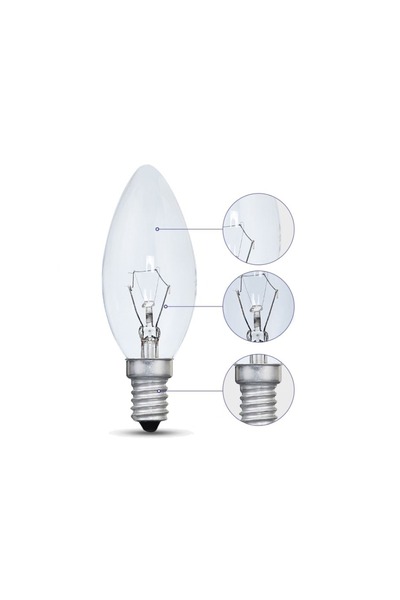 EC Shop E14 Duylu Şeffaf Akkor Eski Tip Mum Ampul 15 Watt Sarı Işık Isı Ampulü