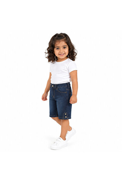 Generic Girl's Denim Shorts Dark Blue Button Fastening Pockets 3Y |   3-Year-...
