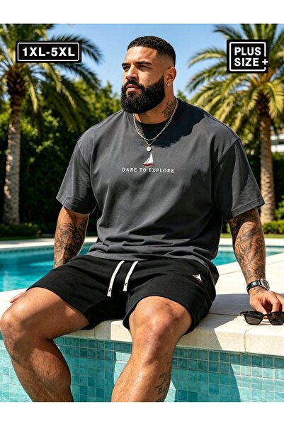 ZAVIXO Plus Size Men's Shorts Set – Dare to Explore Printed 100% Cotton