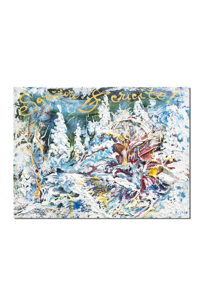 artnova Ръчно рисувана 3D картина, Очарователен зимен пейзаж, 40x30см акрил в...