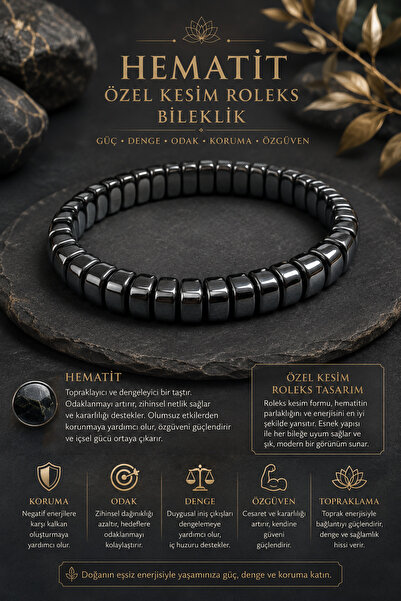 OSMANLI DOĞAL TAŞ SERTİFİKALI ÖZEL KESİM HEMATİT BİLEKLİK